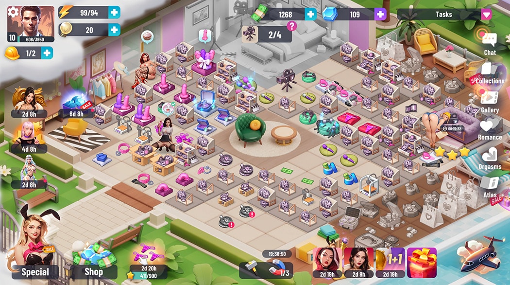 Plateau du jeu de merge porno dans Passion Industry